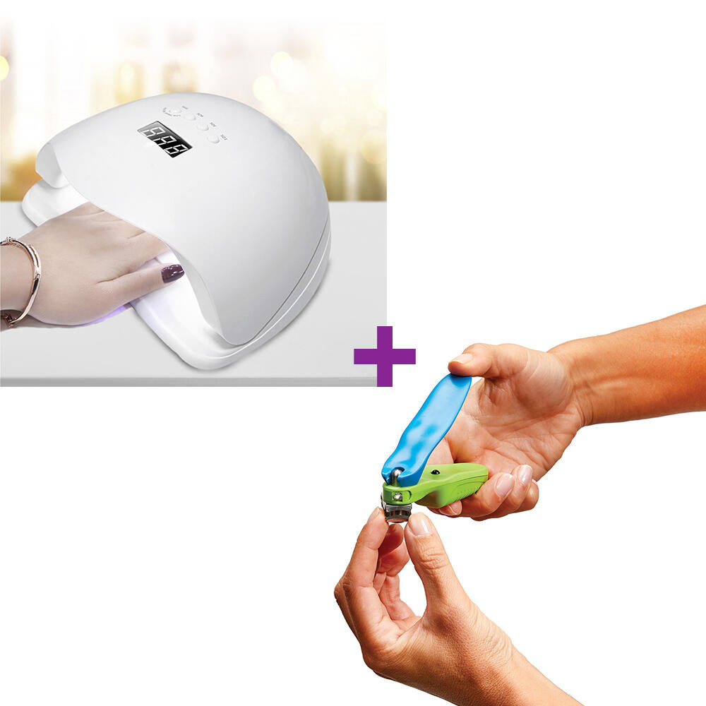 Pack Lampara Secadora de Uñas 36 LED UV Secado Rápido con Sensor Inteligente 48W & Cortauñas Con Luz LED